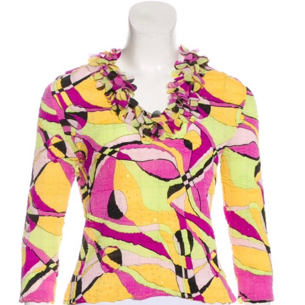 Metallic accented 3/4 sleeve top